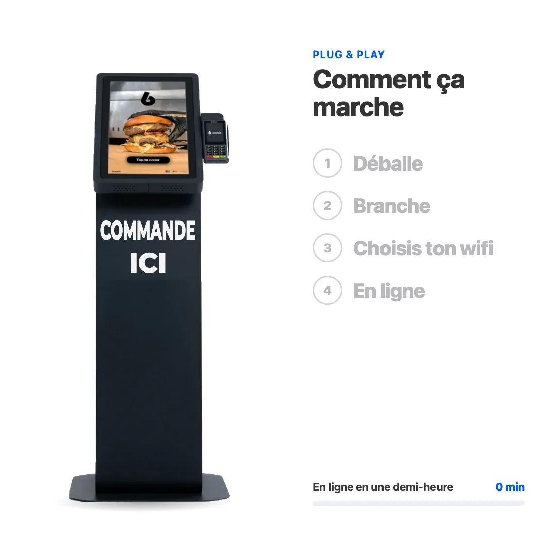 Animation : comment installer la Borne Onesix Pro. Déballer, brancher, choisir le wifi et c’est en ligne
